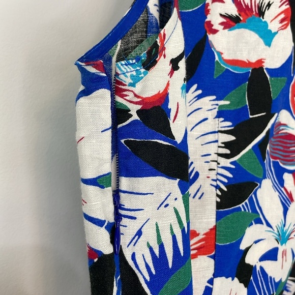 J Crew Factory Tropical Floral Linen Blend Peplum Sleeveless Top. Size 0 - Picture 8 of 10